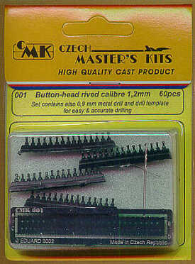 CMK 001 1:35 Button-Head Rivets 1,2mm x 60 & 0,9mm Drill and Template