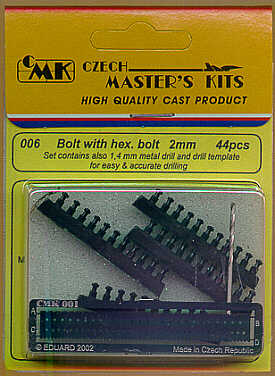 CMK 006 1:35 Bolt with Hexagonal Head 2,0mm x 44 & 1,4mm Drill and Template