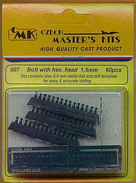 CMK 007 1:35 Bolt with Hexagonal Head 1,5mm x 60 & 0,9mm Drill and Template