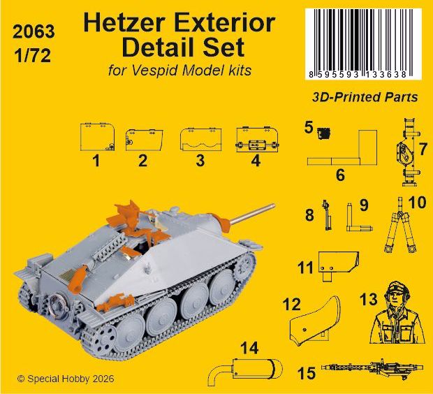 CMK/Czech Master Kits 2063 1:72 Hetzer Exterior Detail Set