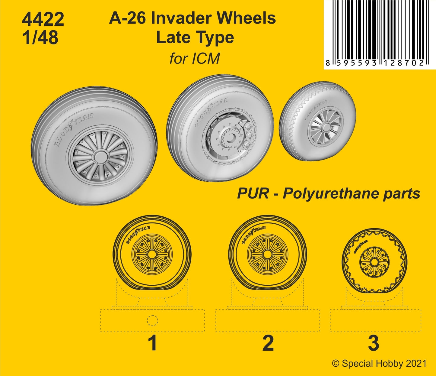 CMK 4422 1:48 Douglas A-26 Invader Wheels Late Type