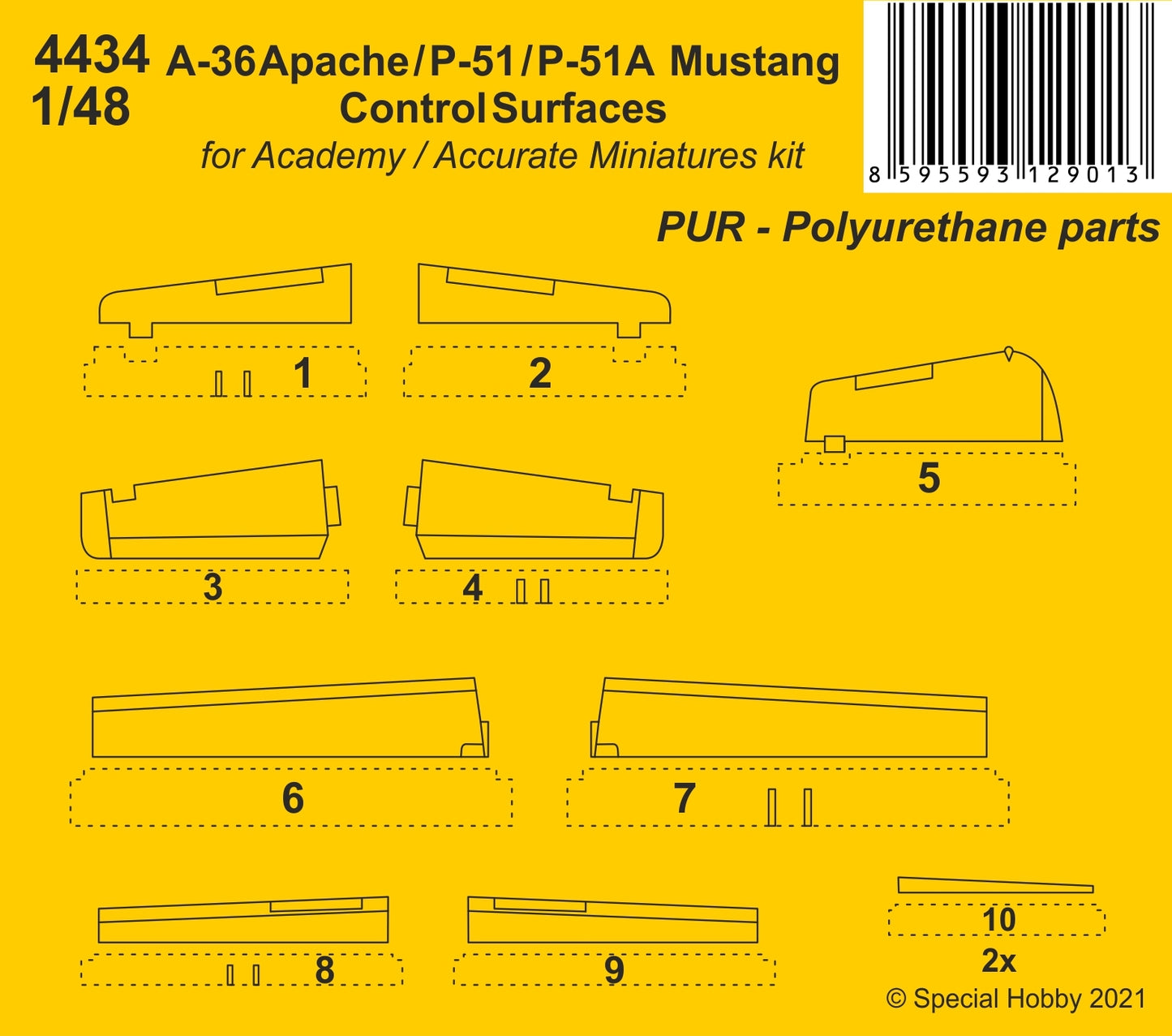 CMK 4434 1:48 North-American A-36 Apache / P-51/P-51A Mustang Control Surfaces