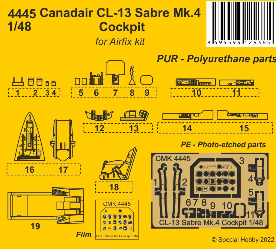 CMK 4445 1:48 Canadair CL-13 Sabre Mk.4 Cockpit Set