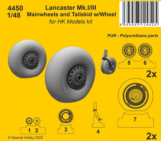 CMK 4450 1:48 Avro Lancaster Mk.I/III Main Wheels and Tailwheel with Leg