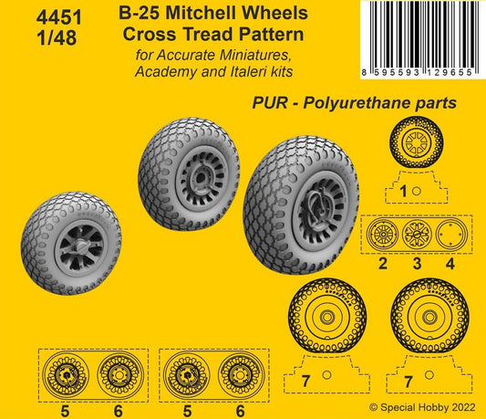 CMK 4451 1:48 North-American B-25 Mitchell Wheels / Cross Tread Pattern