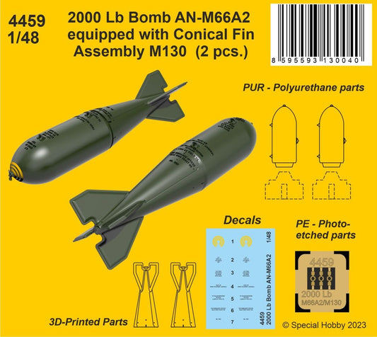 CMK 4459 1:48 2000 Lb Bomb AN-M66A2 Equipped with Conical Fin Assembly M130 (2 pcs.)