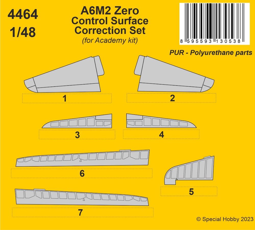 CMK 4464 1:48 Mitsubishi A6M2 Zero Control Surface Correction Set