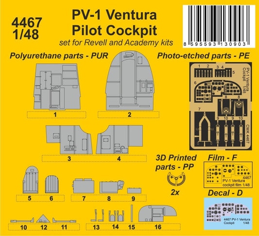 CMK/Czech Master Kits 4467 1:48 Lockheed PV-1 'Ventura' Pilot Cockpit