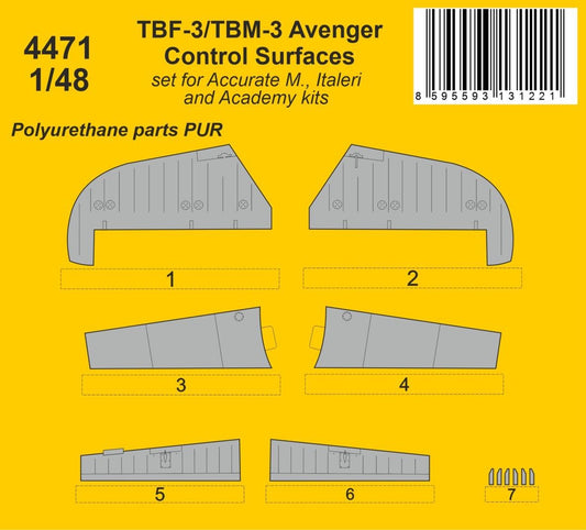 CMK/Czech Master Kits 4471 1:48 Grumman  TBF-3/TBM-3 Avenger Control Surfaces