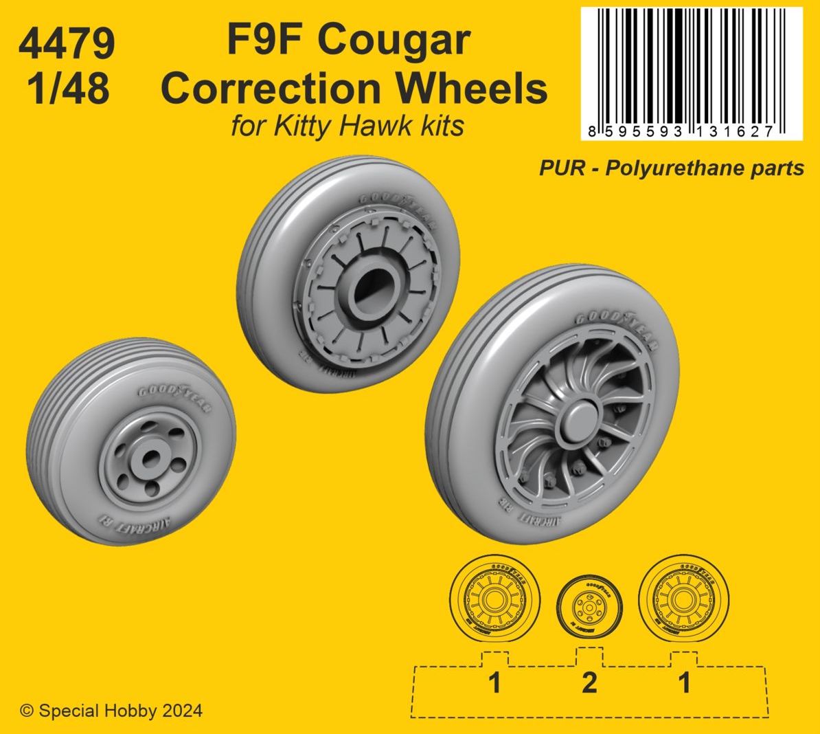 CMK/Czech Master Kits 4479 1:48 Grumman F9F Cougar Correction Wheels Set