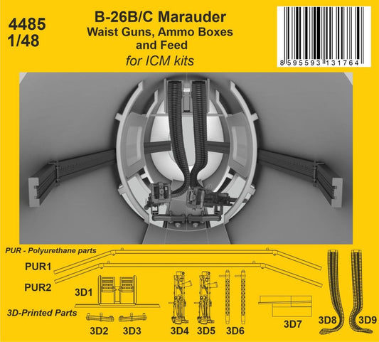 CMK/Czech Master Kits 4485 1:48 Martin B-26B/C Marauder Waist Guns, Ammo Boxes and Feed