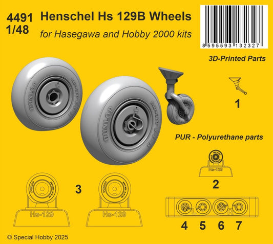 CMK/Czech Master Kits 4491 1:48 Henschel Hs-129B main and tail wheels