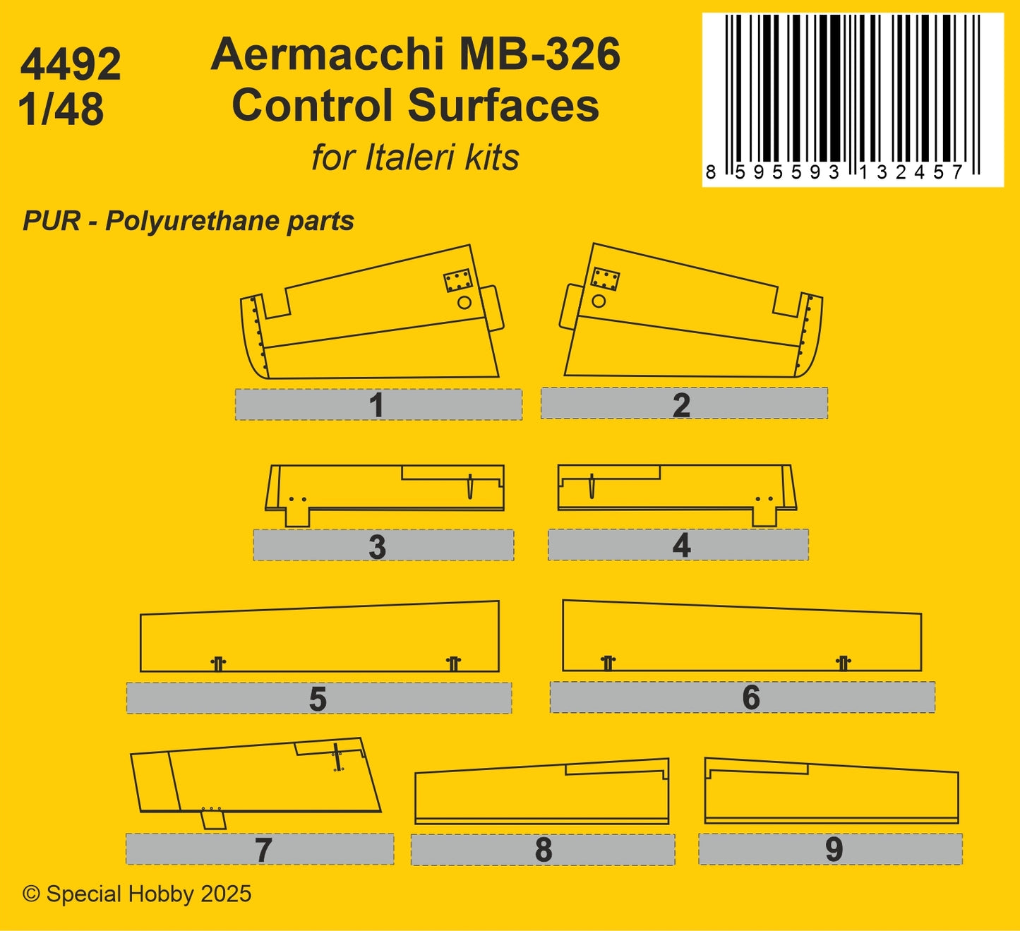 CMK/Czech Master Kits 4492 1:48 Aermacchi MB-326 Control Surfaces