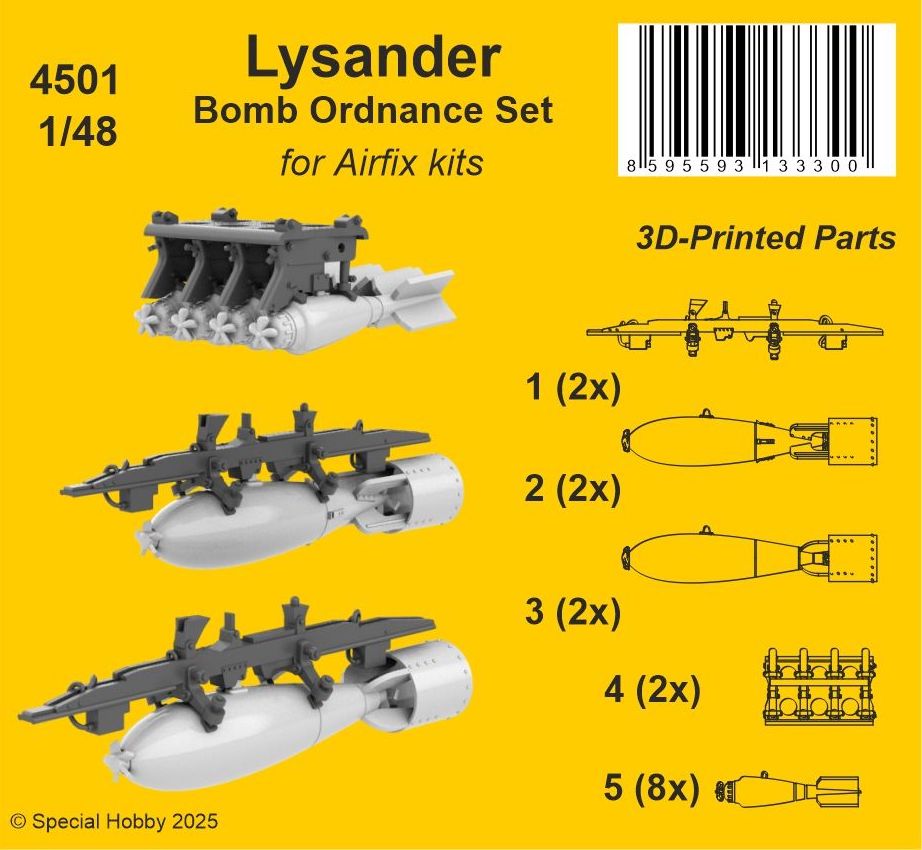 CMK/Czech Master Kits 4501 1:48 Westland Lysander Bomb Ordnance Set