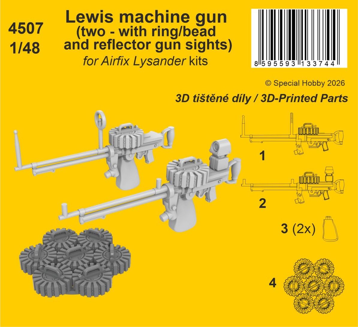 CMK/Czech Master Kits 4507 1:48 Lewis machine gun (two - with ring/bead and reflector gun sights)