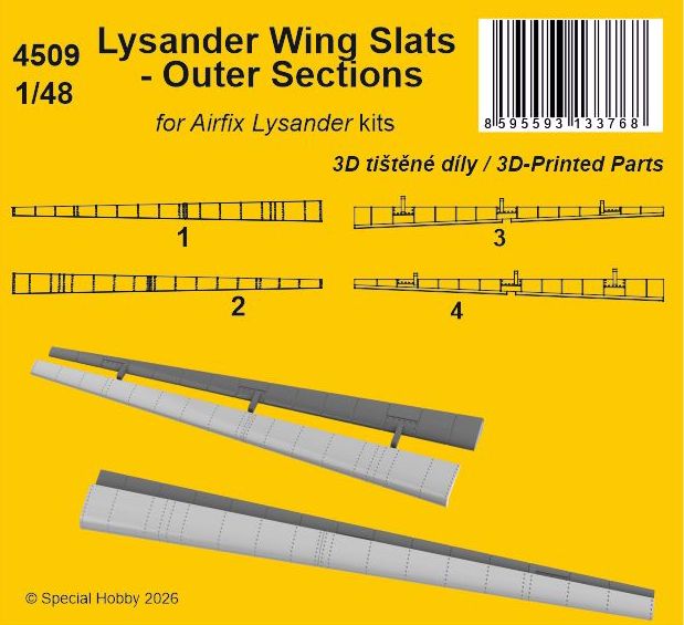 CMK/Czech Master Kits 4509 1:48 Westland Lysander Mk.I/Mk.III Wing Slats - Outer Sections