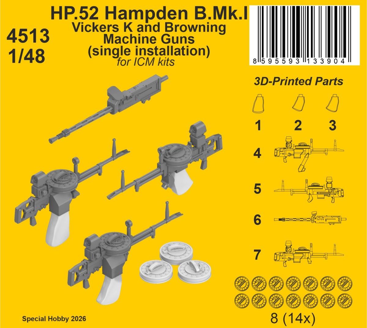 CMK/Czech Master Kits 4513 1:48 Handley-Page HP.52 Hampden B.Mk.I - Vickers K and Browning Machine Guns