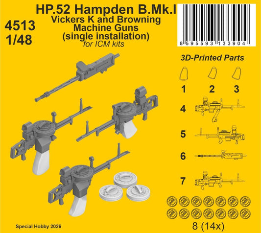 CMK/Czech Master Kits 4513 1:48 Handley-Page HP.52 Hampden B.Mk.I - Vickers K and Browning Machine Guns