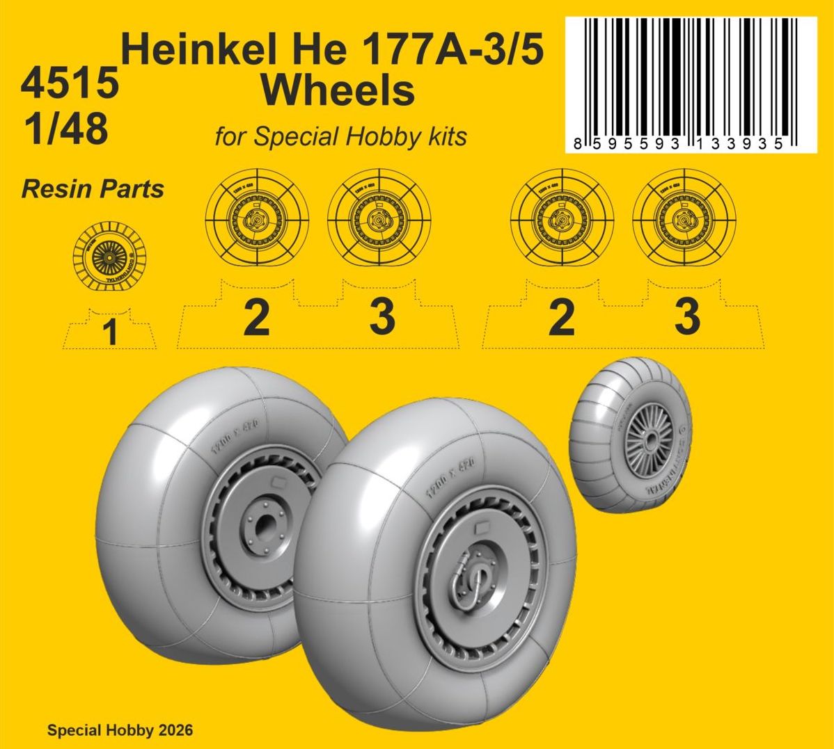 CMK/Czech Master Kits 4515 1:48 Heinkel He-177A-3/5 Main wheels and Tail wheel