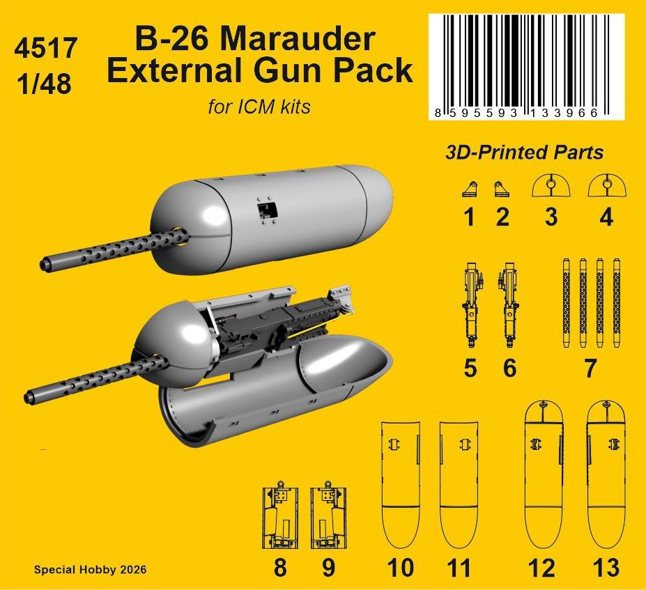 CMK/Czech Master Kits 4517 1:48 Martin B-26 Marauder External Gun Pack