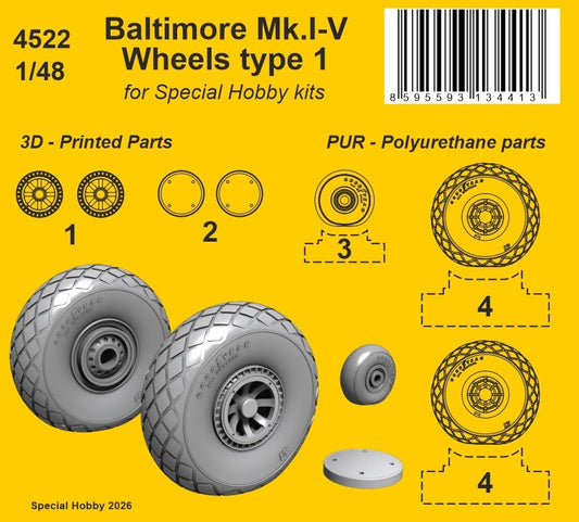 CMK/Czech Master Kits 4522 1:48 Martin Baltimore Mk.I-Mk.V weighted wheels type 1