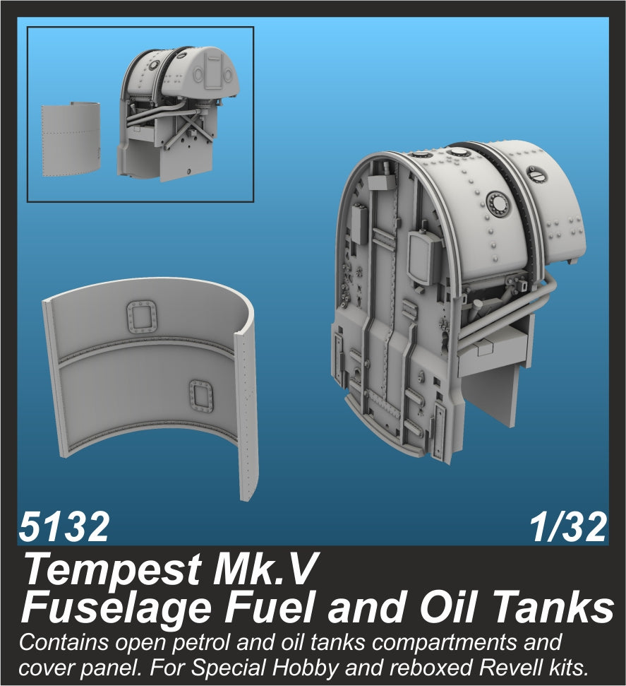 CMK 5132 1:32 Hawker Tempest Mk.V Fuselage Fuel and Oil Tanks