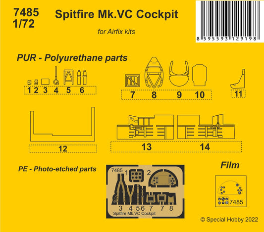 CMK 7485 1:72 Supermarine Spitfire Mk.Vc Cockpit Set