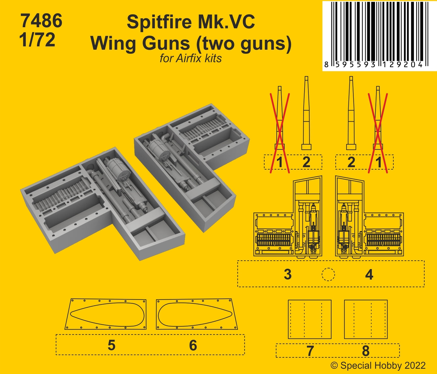 CMK 7486 1:72 Supermarine Spitfire Mk.VC Wing Guns (2pcs.)