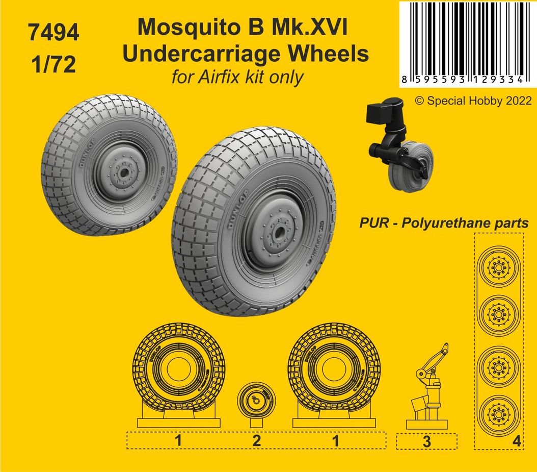 CMK 7494 1:72 de Havilland Mosquito B Mk.XVI Undercarriage Main Wheels