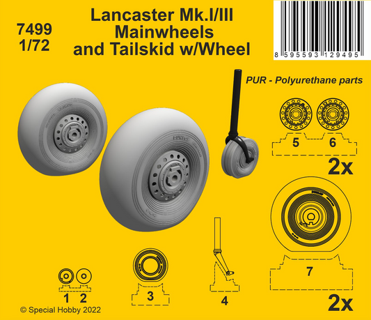 CMK 7499 1:72 Avro Lancaster Mk.I/III Mainwheels and Tailwheel with Leg