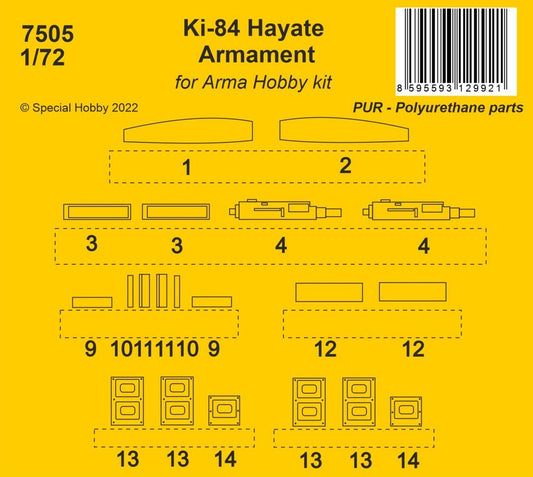 CMK 7505 1:72 Nakajima Ki-84 Hayate Armament Set