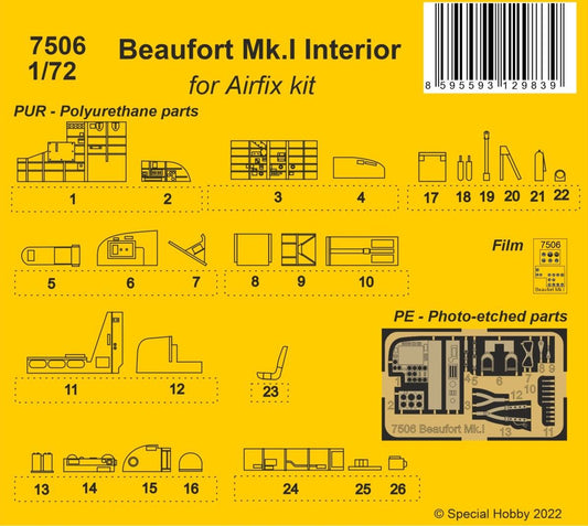 CMK 7506 1:72 Bristol Beaufort Mk.I Interior Set