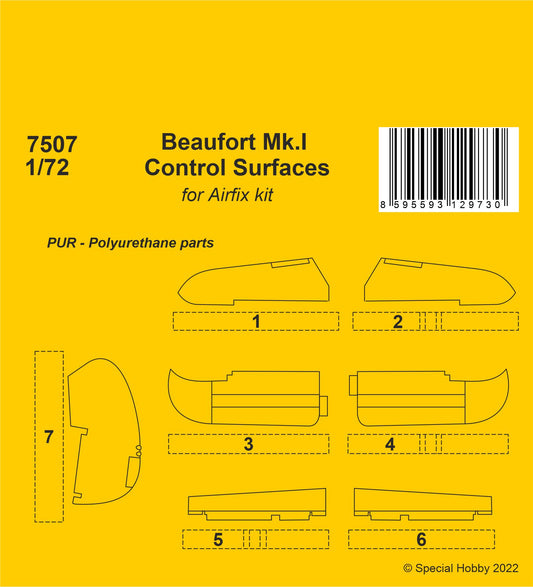CMK 7507 1:72 Bristol Beaufort Mk.I Control Surfaces