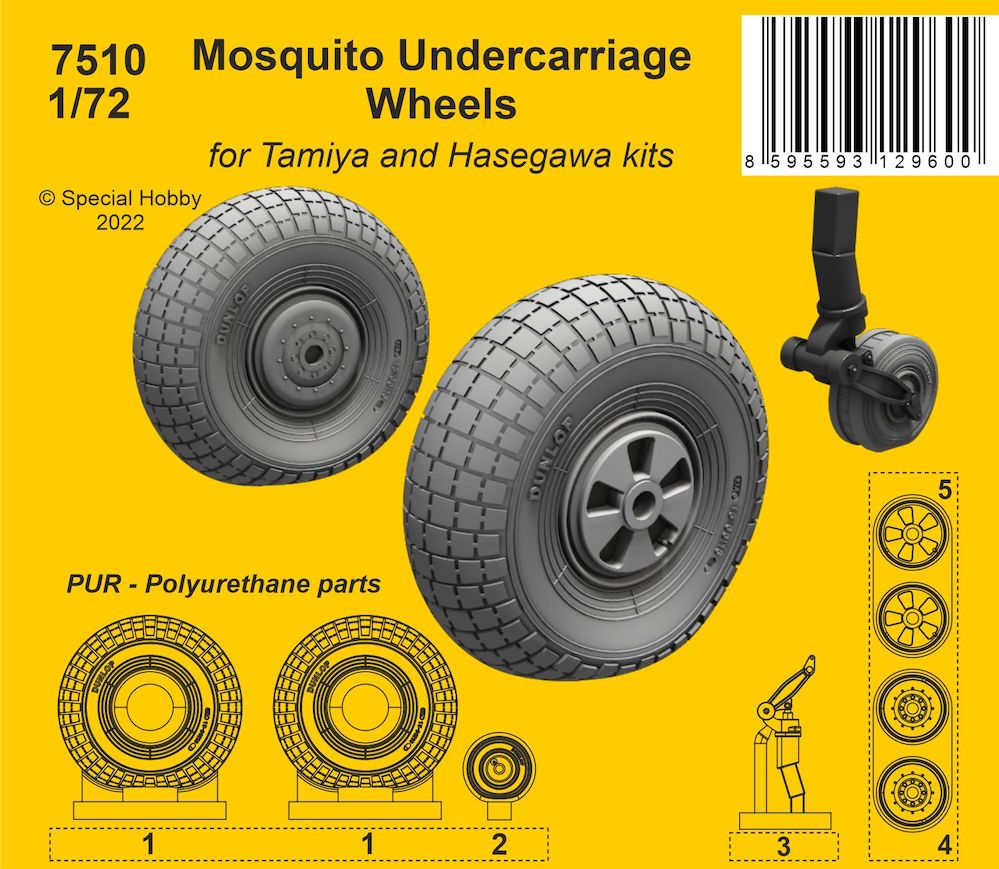 CMK 7510 1:72 de Havilland Mosquito Wheels for the Main Undercarriage