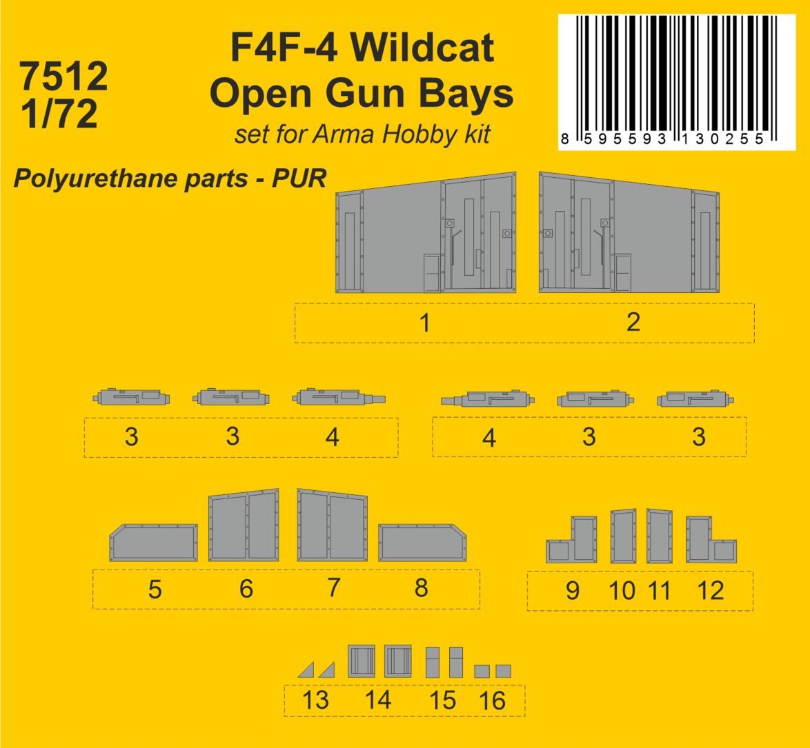 7512 File CMK 7512 1:72 Grumman F4F-4 Wildcat Open Gun Bays – Puzzle Craft