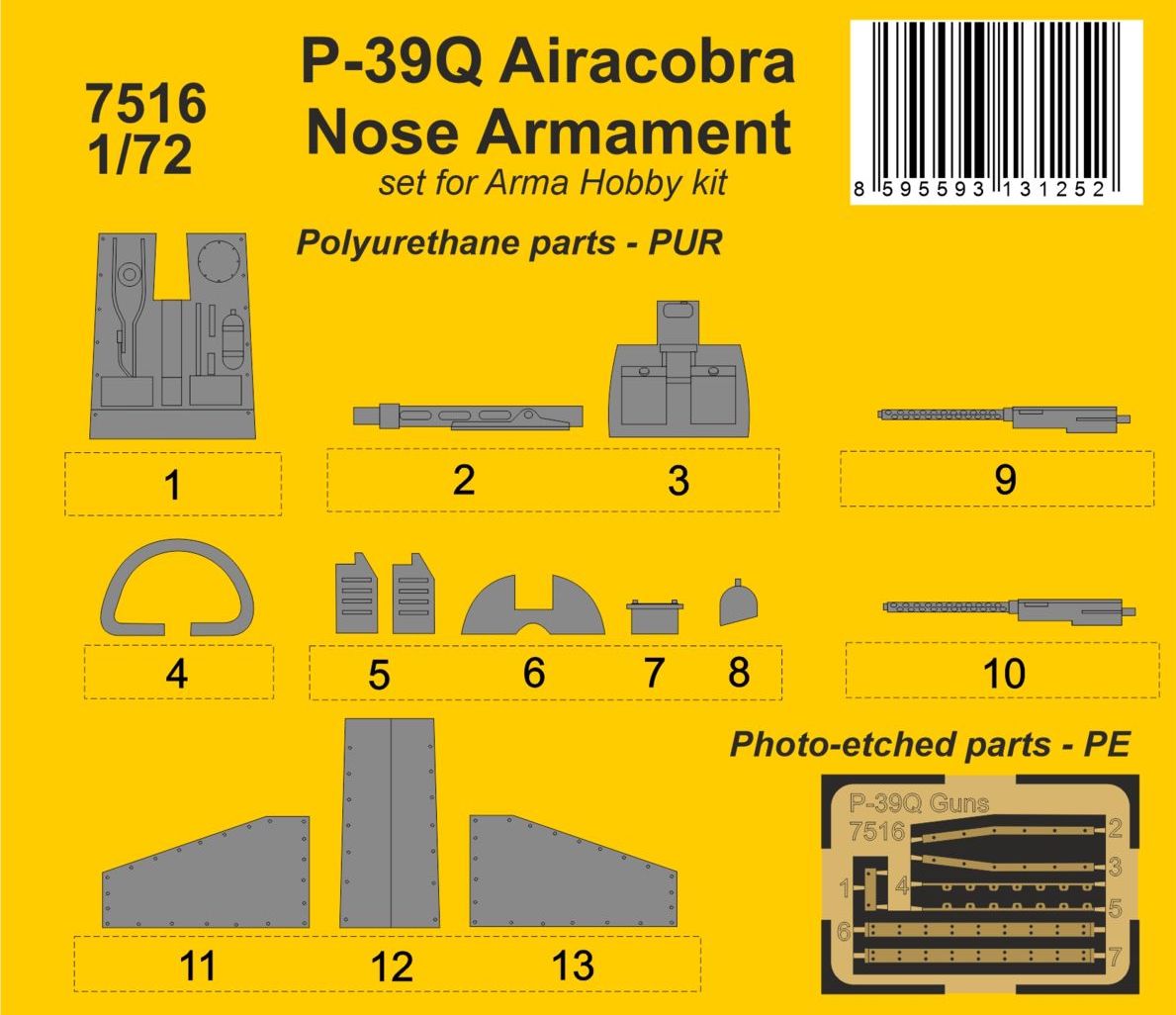 CMK/Czech Master Kits 7516 1:72 Bell P-39Q Airacobra Nose Armament