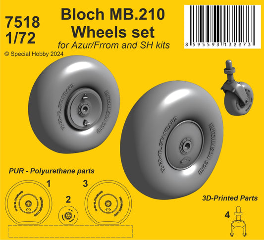 CMK/Czech Master Kits 7518 1:72 Bloch MB.210 Mainwheels and Tailwheel w/Leg