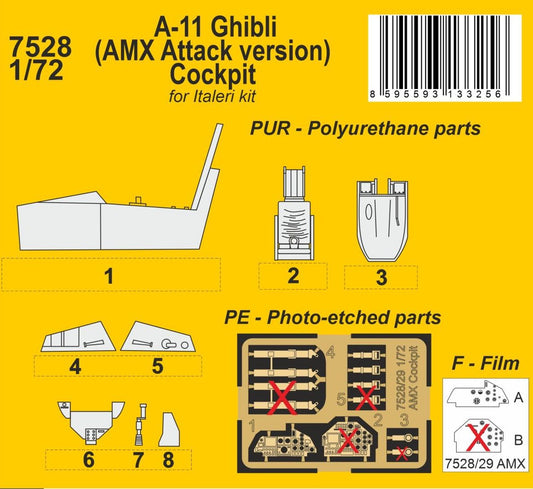CMK/Czech Master Kits 7528 1:72 A-11 Ghibli (AMX Attack version) Cockpit