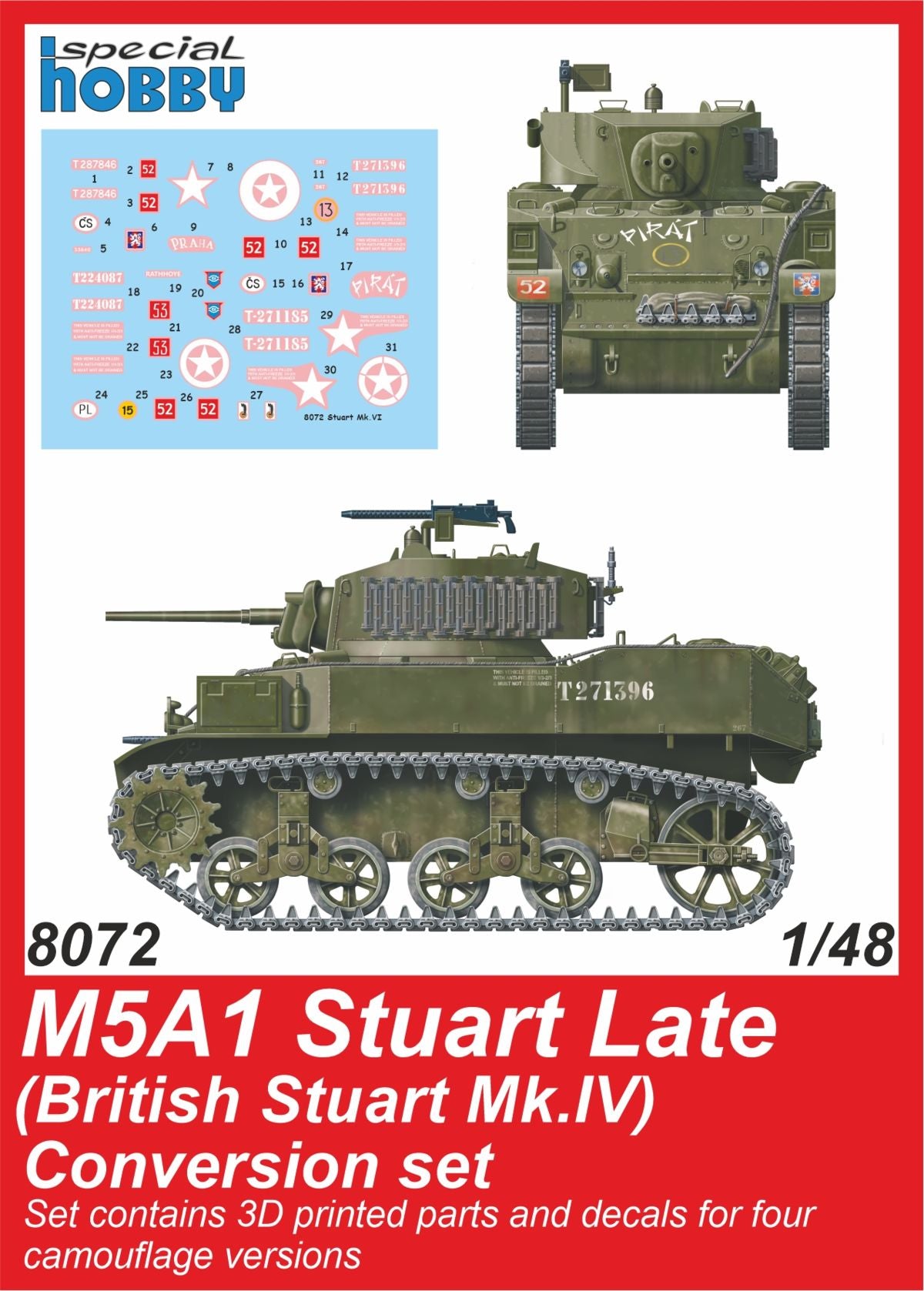 CMK/Czech Master Kits 8072 1:48 M5A1 Stuart Late (British) Conversion set