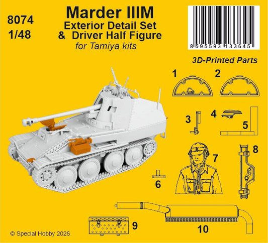 CMK/Czech Master Kits 8074 1:48 Marder IIIM Exterior Detail Set & Driver Half Figure