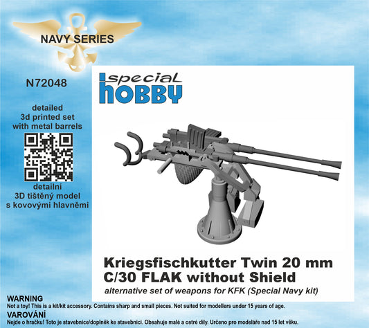 CMK/Czech Master Kits N72048 1:72 Kriegsfischkutter Twin 20mm C/30 Flak Without Shield