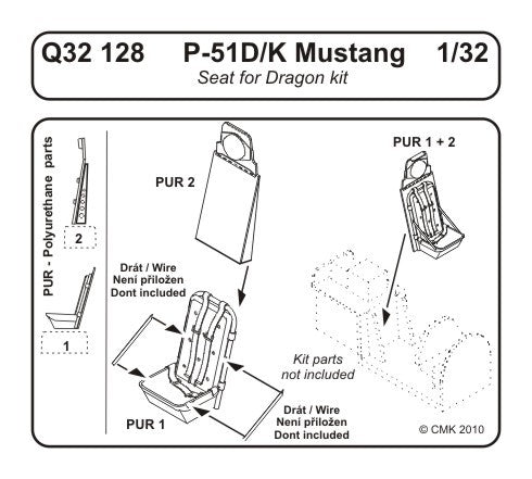 CMK/Czech Master Kits Q32128 1:32 North-American P-51D/P-51K Mustang Seat