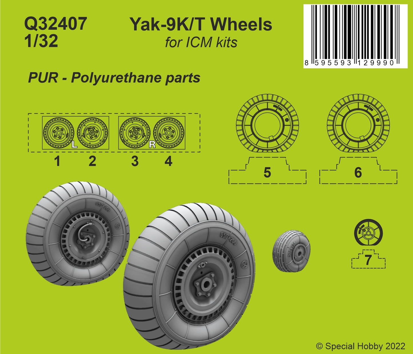 CMK Q32407 1:32 Yakovlev Yak-9T Wheels