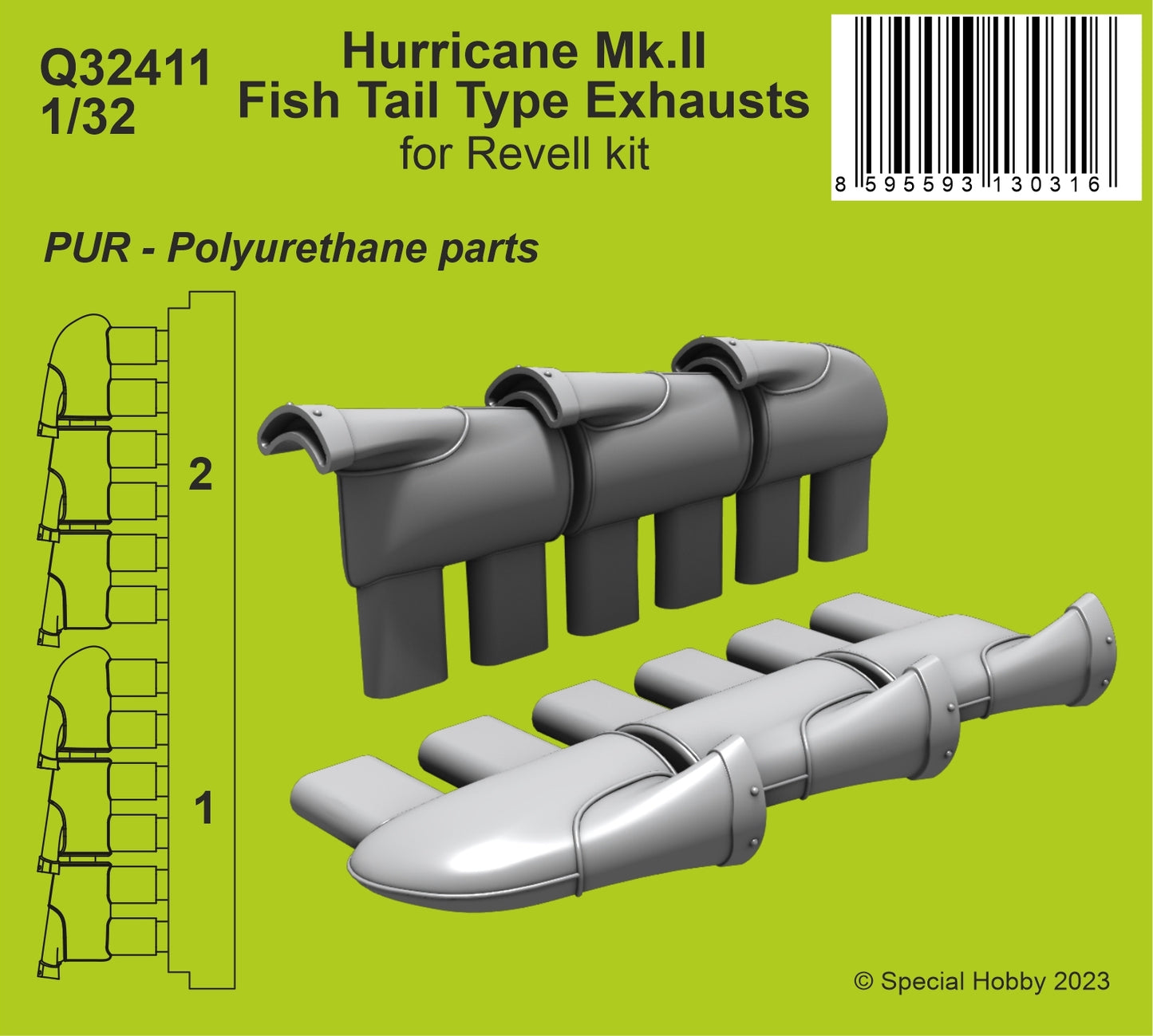 CMK Q32411 1:32 Hawker Hurricane Mk.II Fish Tail Type Exhausts