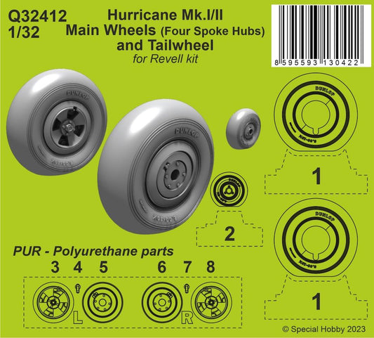 CMK Q32412 1:32 Hawker Hurricane Mk.I/II Main Wheels (Four Spoke Hubs) & Tailwheel