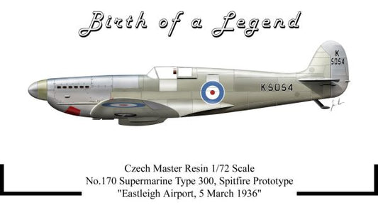 Czech Master Resin 72-170 1:72 'Birth of a Legend' Supermarine Type 300, Spitfire Prototype "Eastleigh Airport, 5 March 1936"