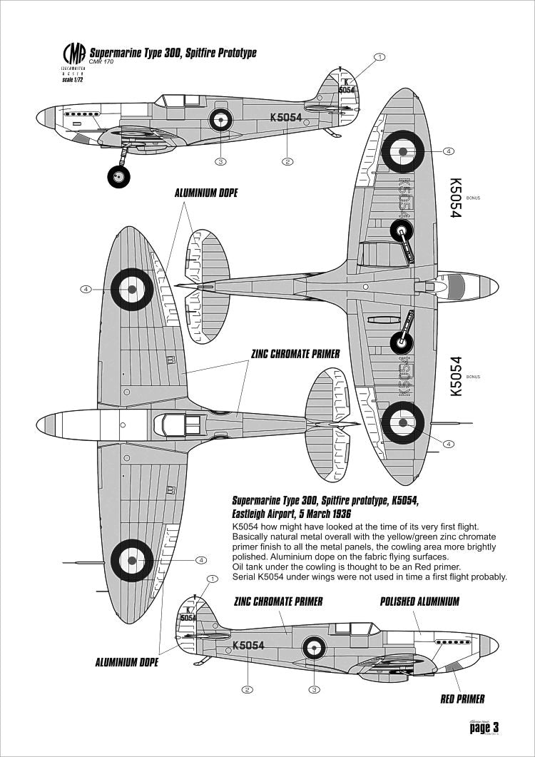 Czech Master Resin 72-170 1:72 'Birth of a Legend' Supermarine Type 300, Spitfire Prototype "Eastleigh Airport, 5 March 1936"