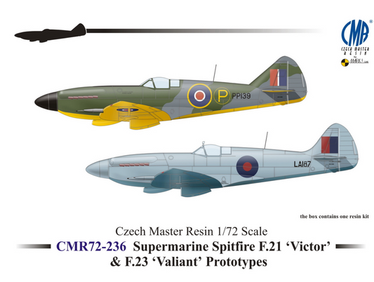 Czech Master Resin 72-236 1:72 Supermarine Spitfire F.21 'Victor' & F.23 'Valiant' Prototypes