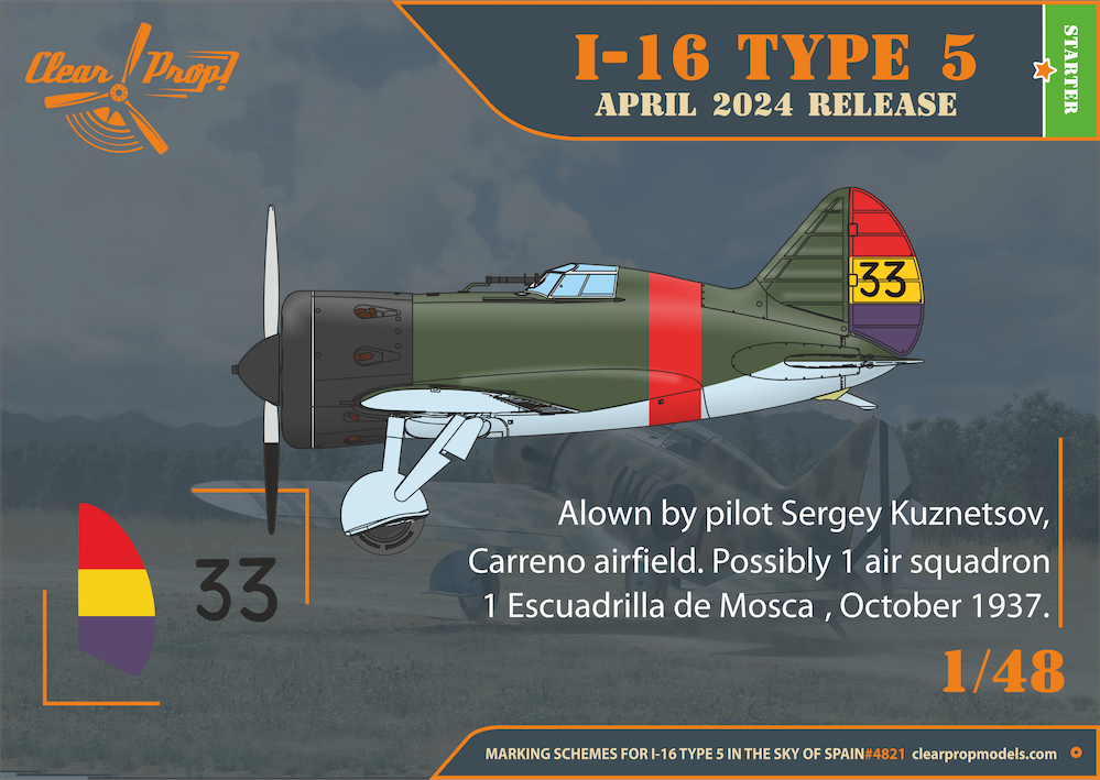 Clear Prop Models CP4821 1:48 Polikarpov I-16 type 5 (in the sky of Spain early version) Starter kit