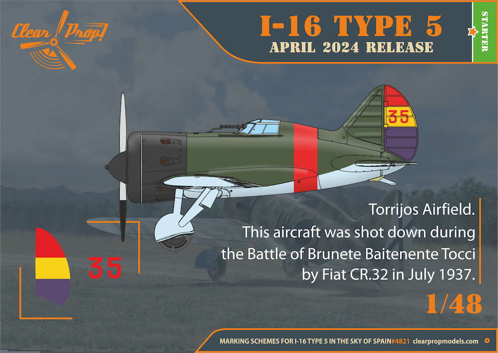 Clear Prop Models CP4821 1:48 Polikarpov I-16 type 5 (in the sky of Spain early version) Starter kit